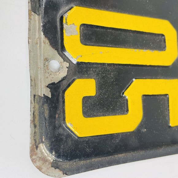 1954 Yellow on Black Nebraska License Plate 1 = Douglas County Omaha - Picture 7 of 11